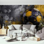 Papier peint – Ballon de football jaune et noir
