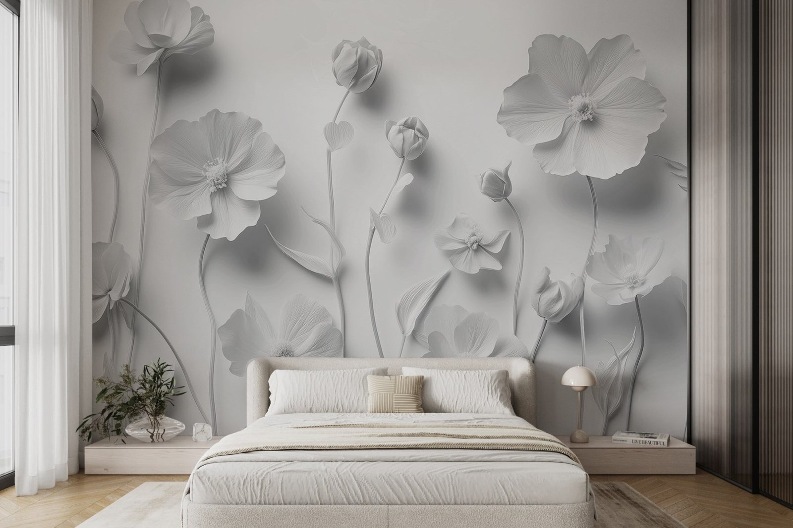 w08630pib4r.jpg Papier peint – Fleurs grises effet bas-relief – Image 1