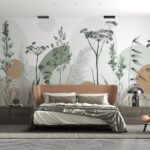 Papier peint – Fleurs champêtres au trait et aplats pastel