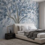 Papier peint – Arbre bleu au feuillage dense