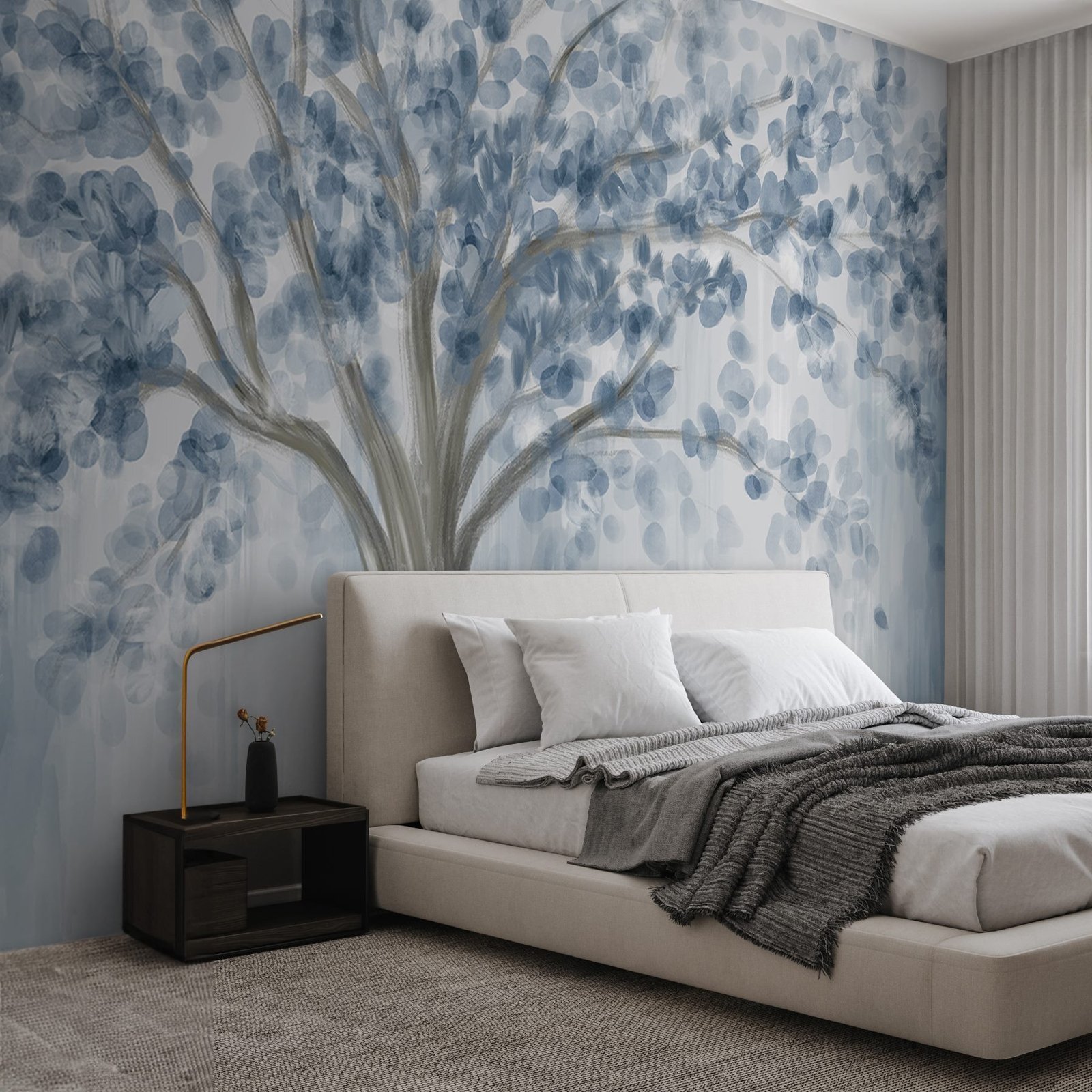 w08669v1pib1ms.jpg Papier peint – Arbre bleu au feuillage dense – Image 1