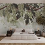 Papier peint – Branches feuillues vertes en cascade
