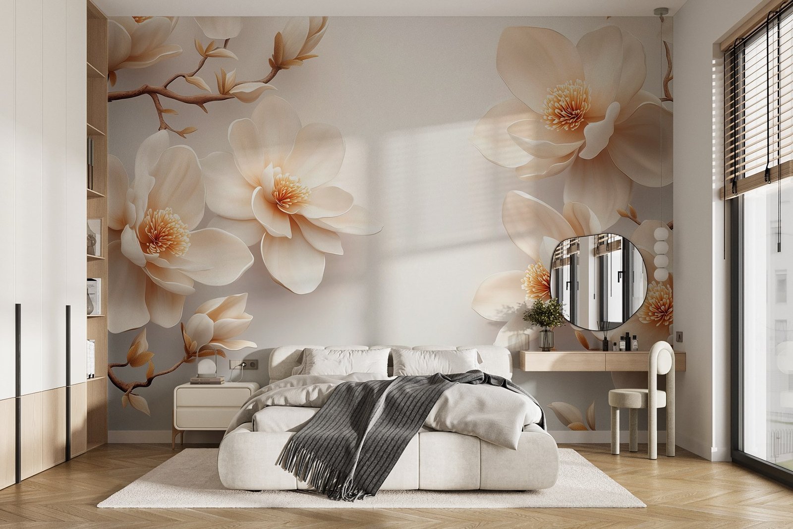 w08704pib1r.jpg Papier peint – Magnolias blancs et touches dorées – Image 1