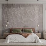 Papier peint – Feuillage beige effet bas-relief