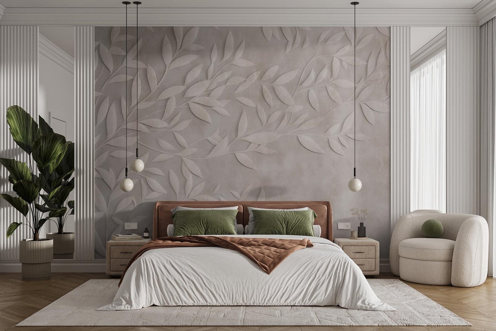 w08735pib5mr.jpg Papier peint – Feuillage beige effet bas-relief – Image 1