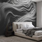 Papier peint – Lignes fluides noires et blanches