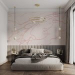 Papier peint – Lignes abstraites rose pâle