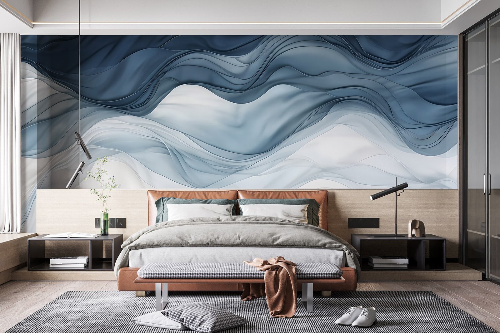w08775pib47r.jpg Papier peint – Vagues superposées bleu et blanc – Image 1