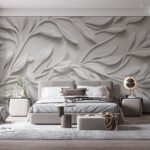 Papier peint – Feuillage blanc sculpté