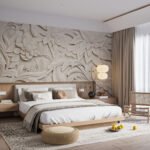 Papier peint – Feuillage tropical blanc sculpté