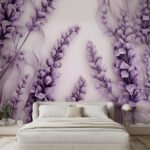 Papier peint – Épis fleuris violets sur fond clair