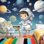 Papier peint – Petit astronaute et planètes