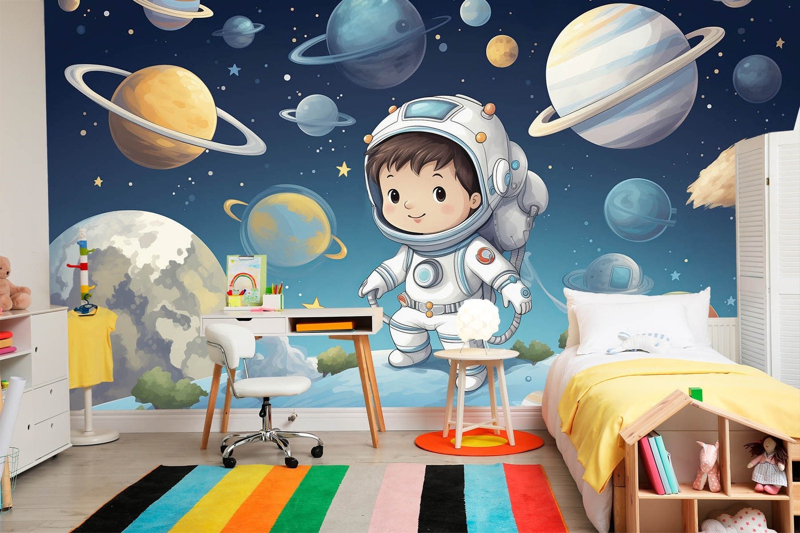 w08838pir12mr.jpg Papier peint – Petit astronaute et planètes – Image 1