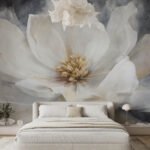 Papier peint – Fleur blanche au cœur doré