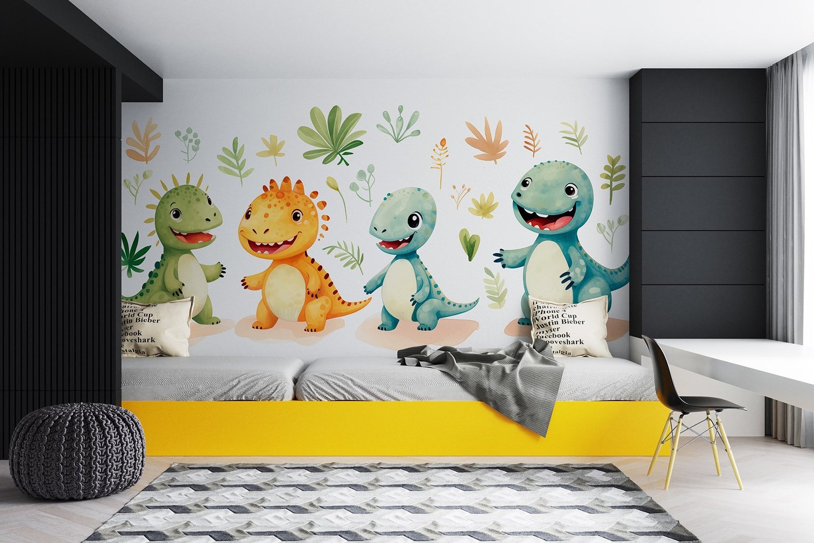 w08874pir14r.jpg Papier peint – Petits dinosaures multicolores – Image 1