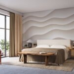 Papier peint – Vagues blanches et beiges en relief