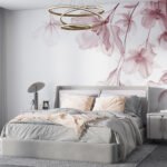 Papier peint – Branches de fleurs roses en transparence