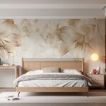 Papier peint – Fleurs beiges effet papier découpé