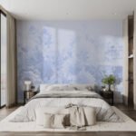 Papier peint – Fleurs bleues et graminées délicates