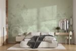 Papier peint – Fleurs vert tendre et graminées délicates