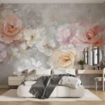Papier peint – Roses pastel au rendu pictural