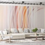 Papier peint – Lignes fluides orange et rose pâle