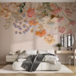 Papier peint – Bouquet suspendu multicolore
