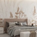 Papier peint – Fleurs sauvages beiges au trait