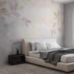 Papier peint – Branches beiges sur fond gris doux