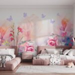 Papier peint – Fleurs multicolores au rendu lumineux