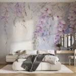 Papier peint – Floraison pastel rose et violette