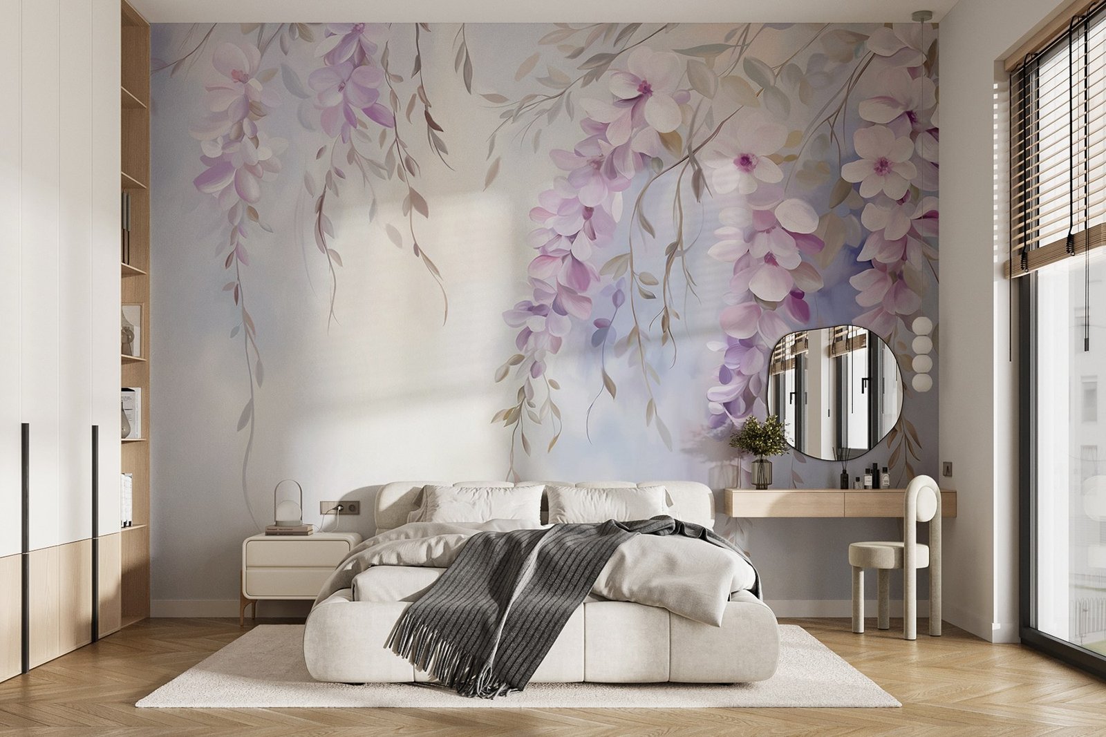 w09010pib20mr.jpg Papier peint – Floraison pastel rose et violette – Image 1