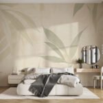 Papier peint – Feuilles vert pâle en transparence