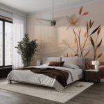 Papier peint – Branches aux feuilles orange et noires