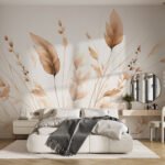 Papier peint – Feuilles séchées orange doré