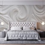 Papier peint – Volutes blanches effet sculpté