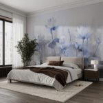 Papier peint – Fleurs légères bleues et blanches