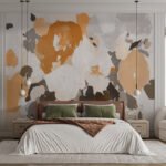 Papier peint – Touches abstraites ocre et gris