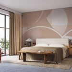 Papier peint – Arcs blancs sur fond rose taupe