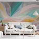 Papier peint – Éventail abstrait pastel multicolore